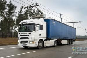 斯堪尼亞電動卡車路試 架空電線傳導(dǎo)