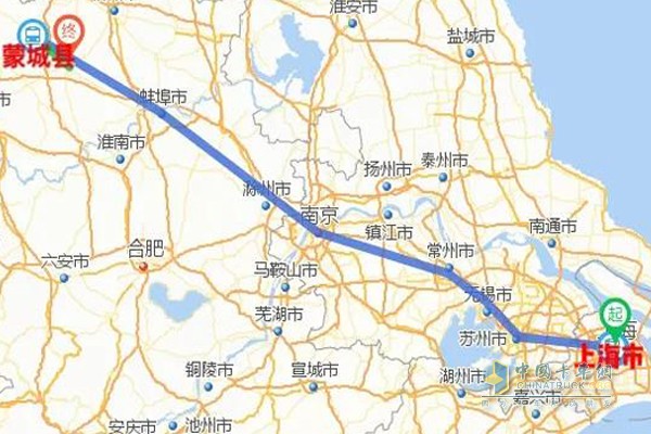 中國重汽“年，豪沃、豪瀚送您回家過”活動上海-蒙城路線圖
