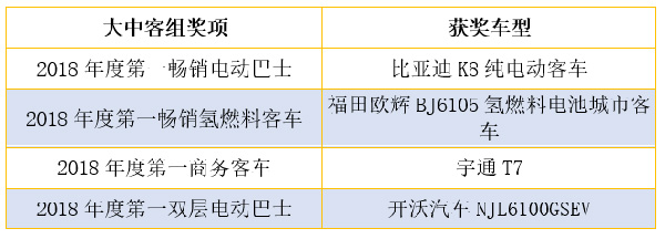 大中客組獲獎(jiǎng)車(chē)型