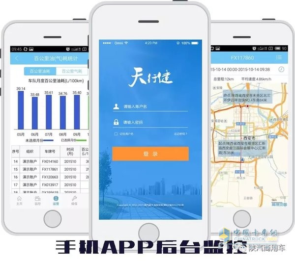 陜汽商用車(chē)天行健手機(jī)APP后臺(tái)監(jiān)控
