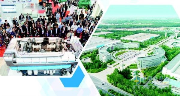 左圖：2019年中東電力展濰柴博杜安發(fā)電動(dòng)力受到全球客戶(hù)矚目 右圖：濰柴工業(yè)園俯瞰圖