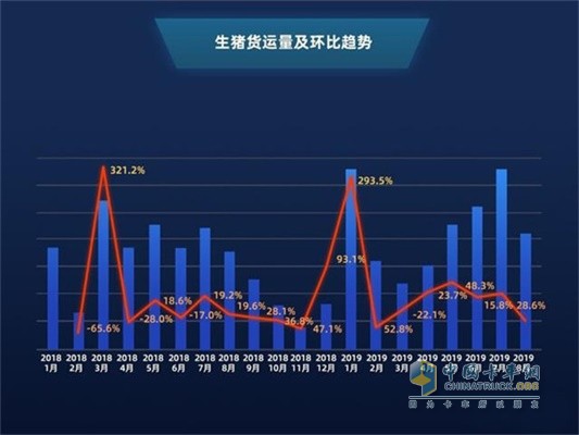 滿幫生豬貨運(yùn)量及環(huán)比趨勢(shì)