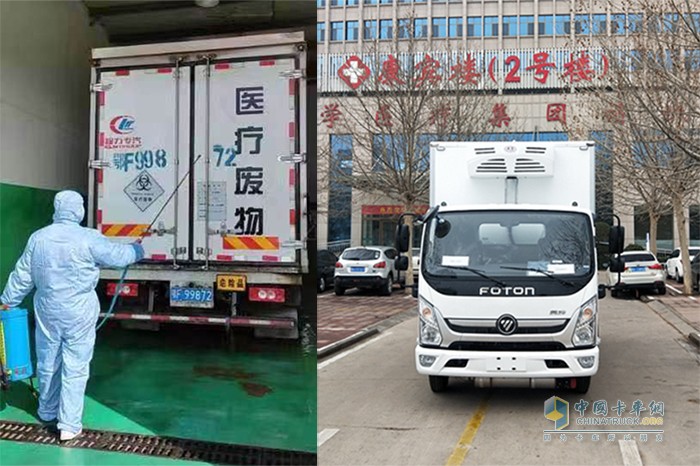 奧鈴醫(yī)療廢物轉(zhuǎn)運(yùn)車相關(guān)工作人員，奧鈴醫(yī)療廢物轉(zhuǎn)運(yùn)車工作中