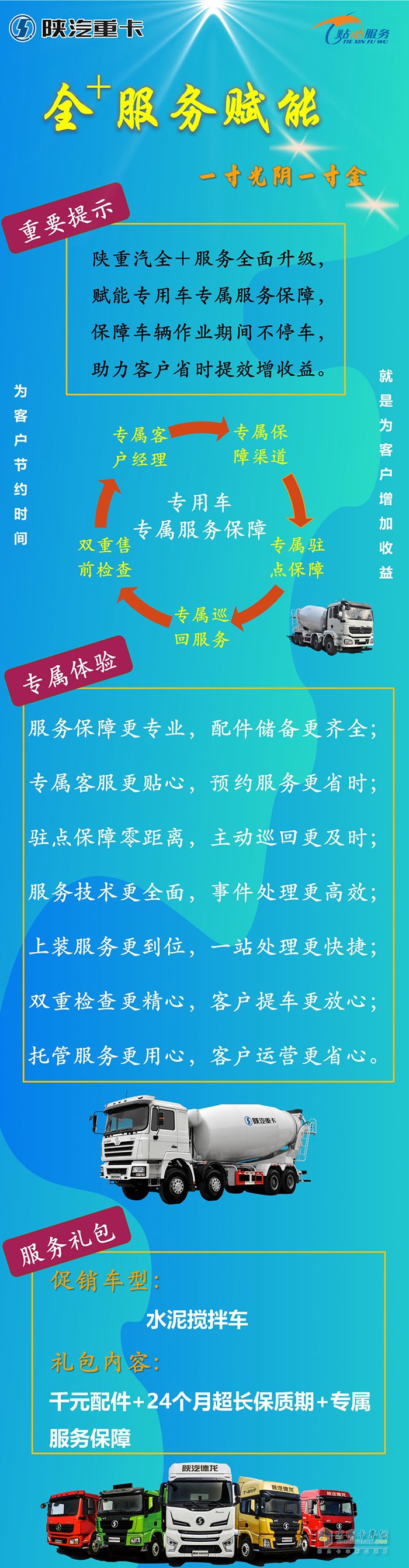 陜汽重卡 全+服務(wù)賦能：水泥攪拌車專屬禮包，包你滿意