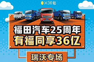 福田汽車25周年 有福同享36億 -瑞沃專場，火熱來襲