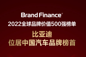榮登全球品牌價(jià)值500強(qiáng)，比亞迪位居中國(guó)汽車品牌第一