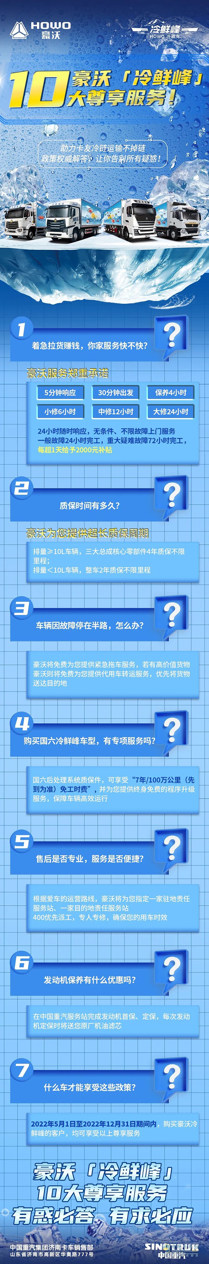 中國重汽豪沃 冷鮮峰 10大尊享服務(wù)