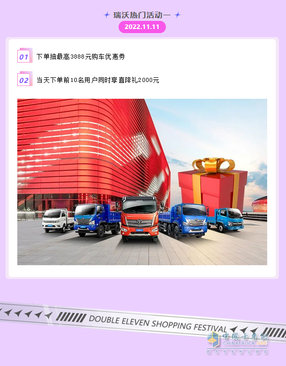 雙十一，福田瑞沃有禮相送！
