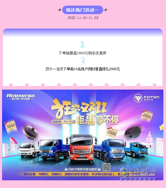 福田瑞沃工程車，大禮送不停。