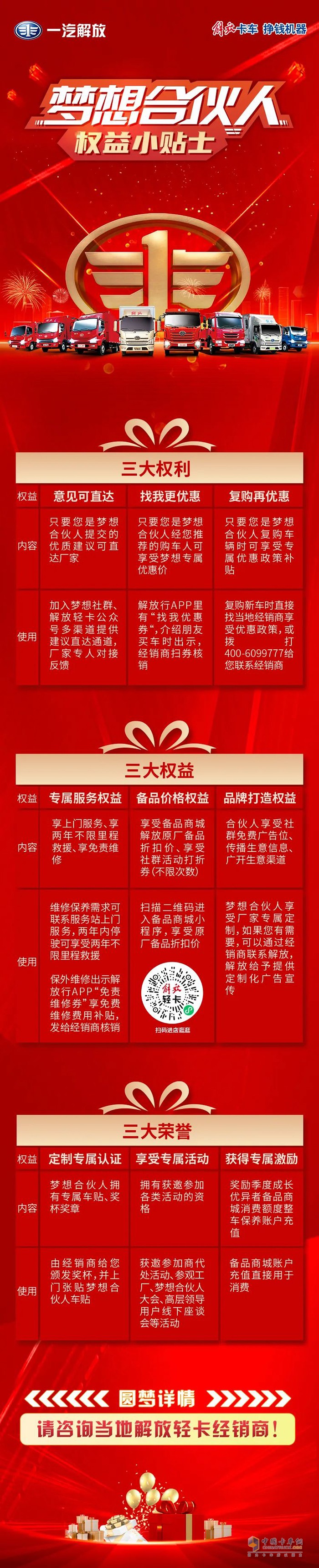 　　解放輕卡：夢想合伙人，權(quán)益小貼士!