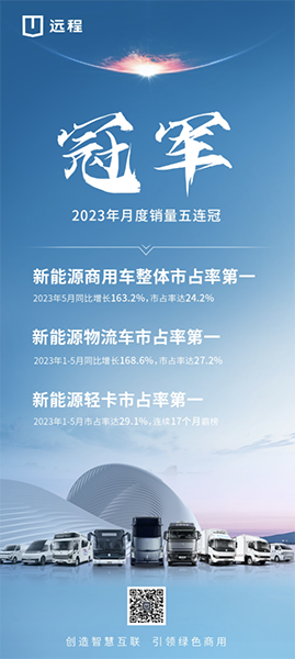 3臺新能源輕卡就有一臺遠(yuǎn)程！遠(yuǎn)程5月再奪魁