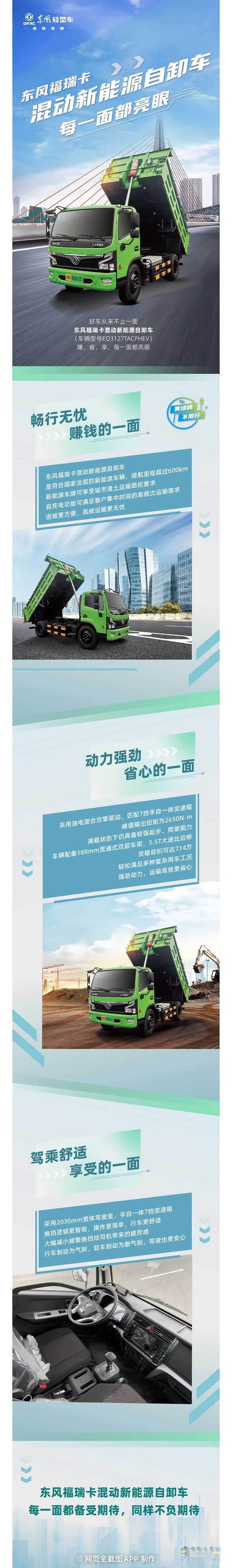 東風(fēng)福瑞卡混動新能源自卸車，每一面都亮眼