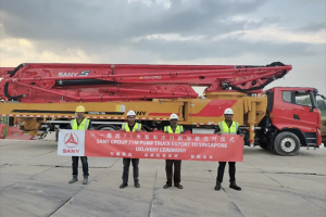 出口海外 三一重工S系列71米泵車交付新加坡