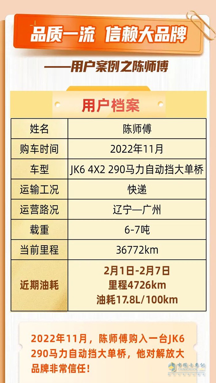 用戶(hù)心聲：JK6 290馬力載貨車(chē)，買(mǎi)得值！