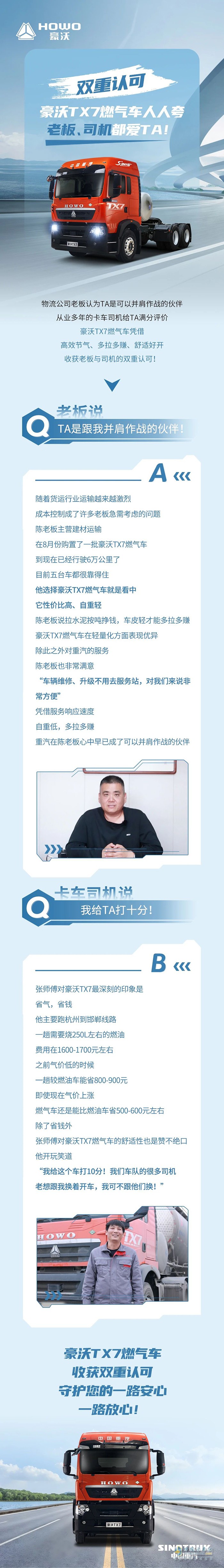 雙重認可！豪沃TX7燃氣車人人夸，老板司機都愛TA！
