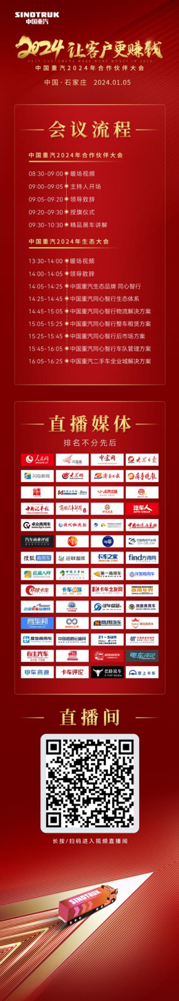 中國重汽2024年合作伙伴大會將啟，新科技、新產(chǎn)品密集亮相