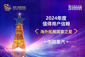 中國(guó)重汽榮獲“2024年度值得用戶(hù)信賴(lài)海外拓展國(guó)家之星”