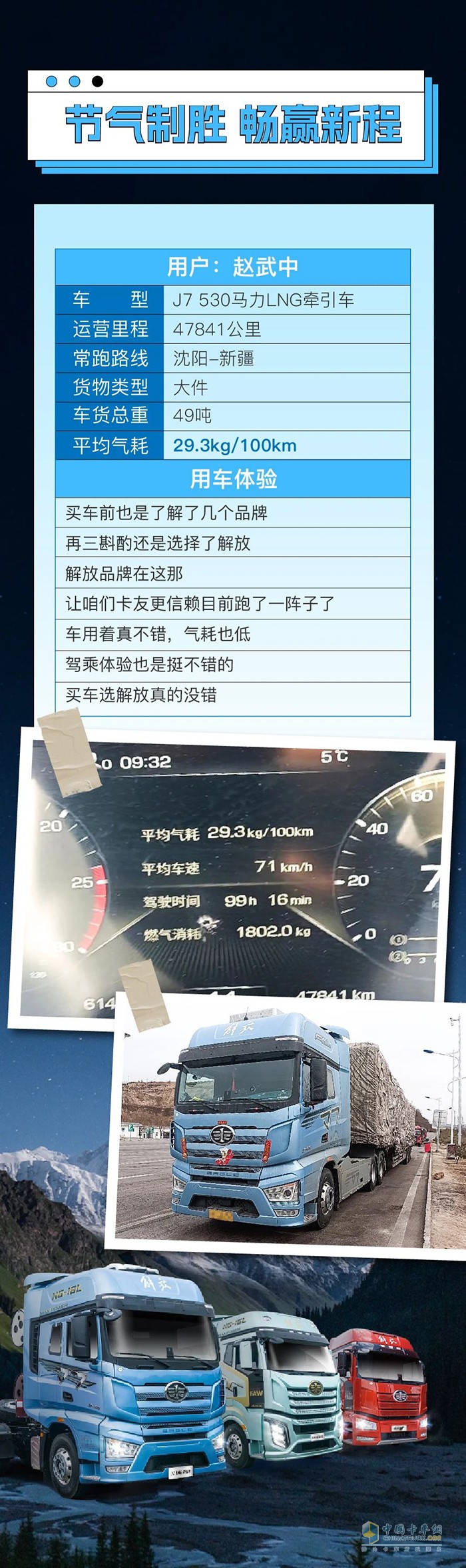 百公里氣耗29.3kg！趙師傅買車只認準解放品牌！