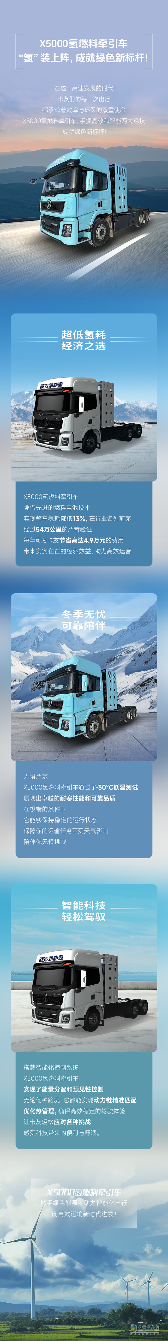 陜汽X5000氫燃料牽引車“氫”裝上陣，成就綠色新標(biāo)桿!