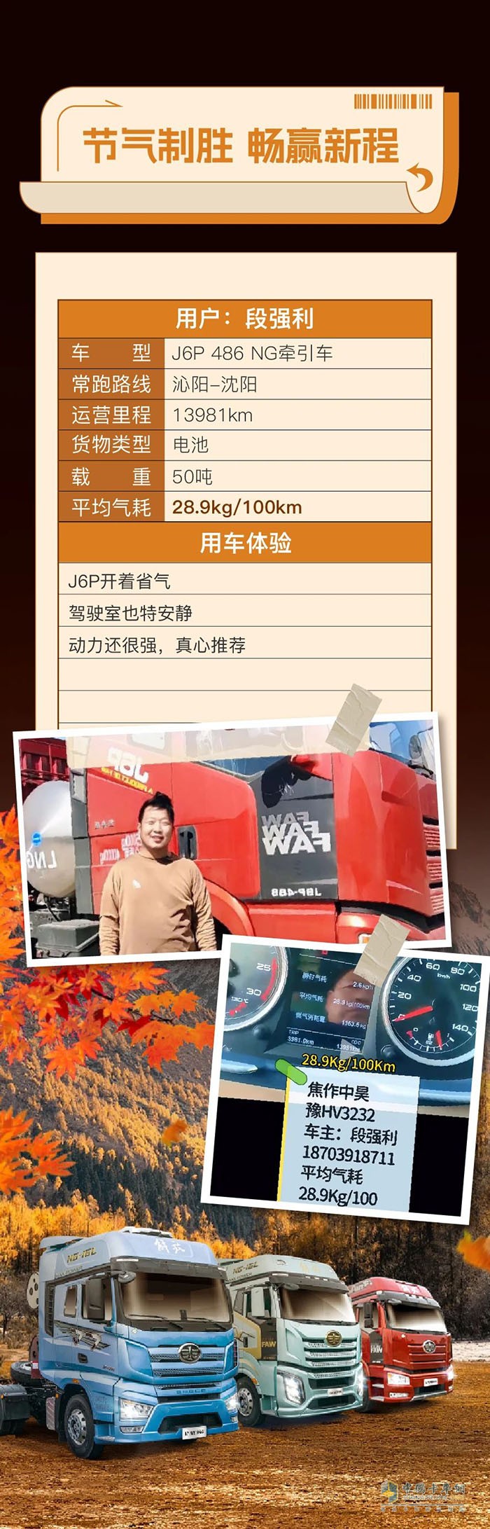 百公里氣耗28.9kg！段師傅致富之路駕J6P，省氣又安心！