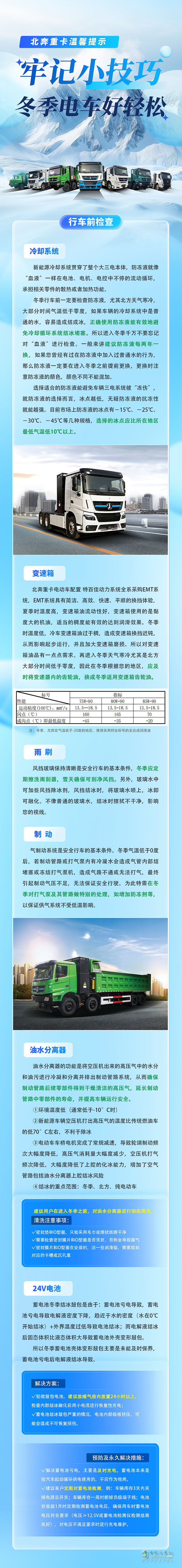 北奔重卡溫馨提示：牢記小技巧，冬季電車好輕松！
