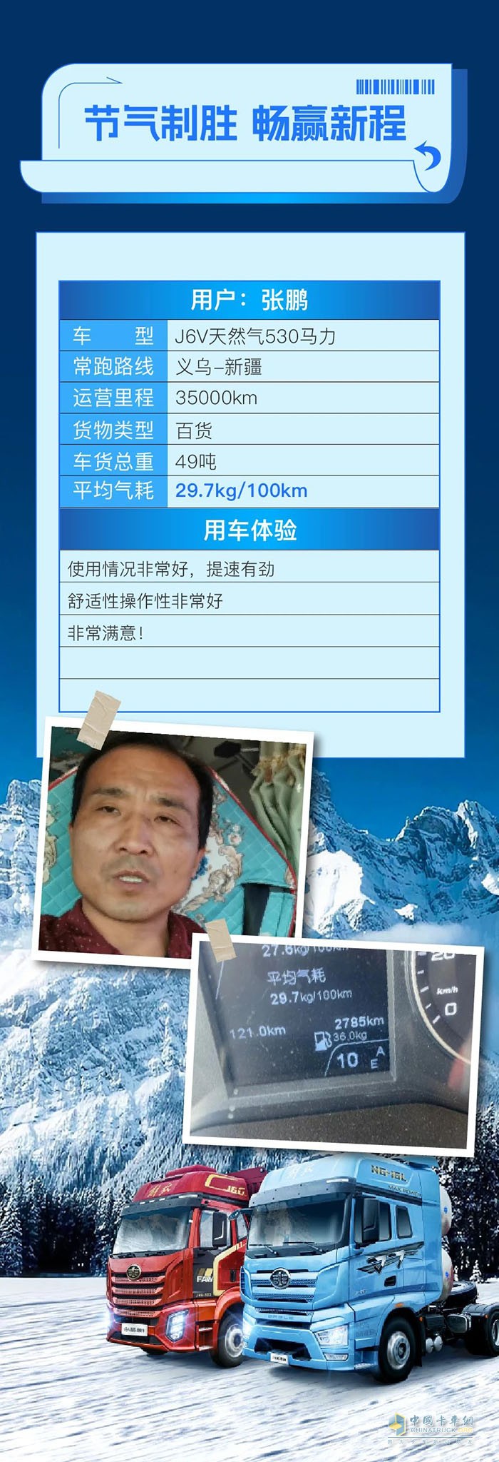 百公里氣耗29.7kg！解放J6V為張師傅節(jié)省大量成本，領(lǐng)跑致富之路！