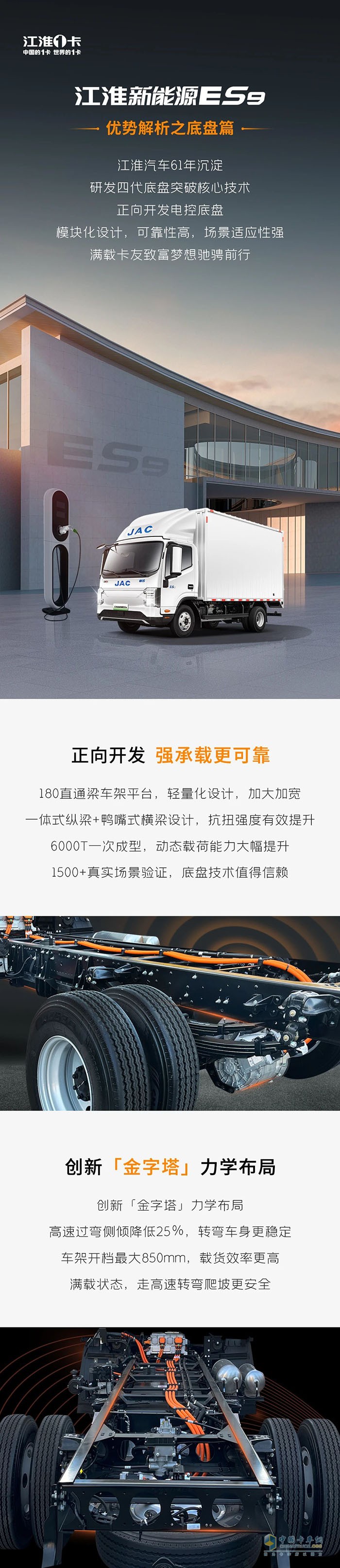 江淮新能源輕卡ES9純電底盤，能裝耐跑穩(wěn)創(chuàng)富
