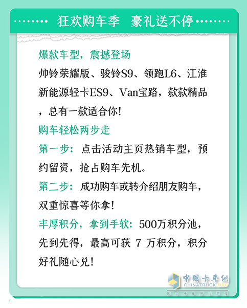 江淮1卡煥新風(fēng)暴來襲，卡友福利盛宴，不容錯(cuò)過