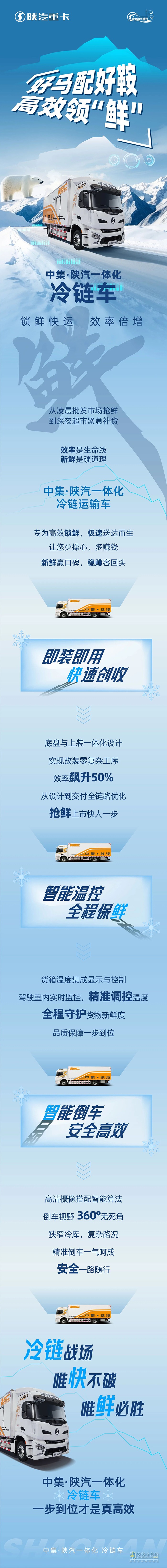 中集·陜汽一體化冷鏈車，鎖鮮快運(yùn)，效率倍增！