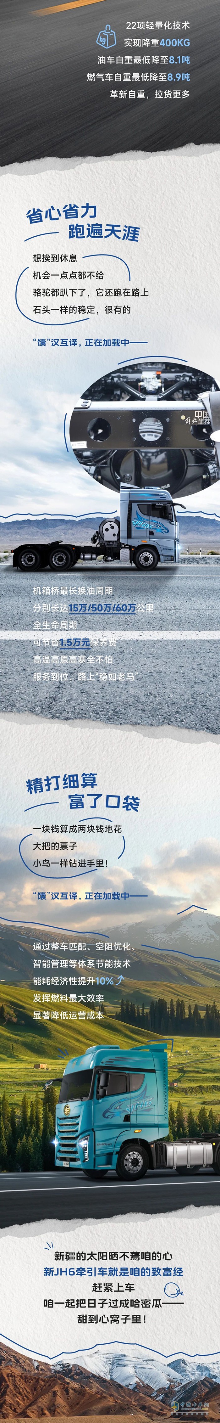 新疆卡友寫給大家的解放青汽新JH6牽引車使用說明書