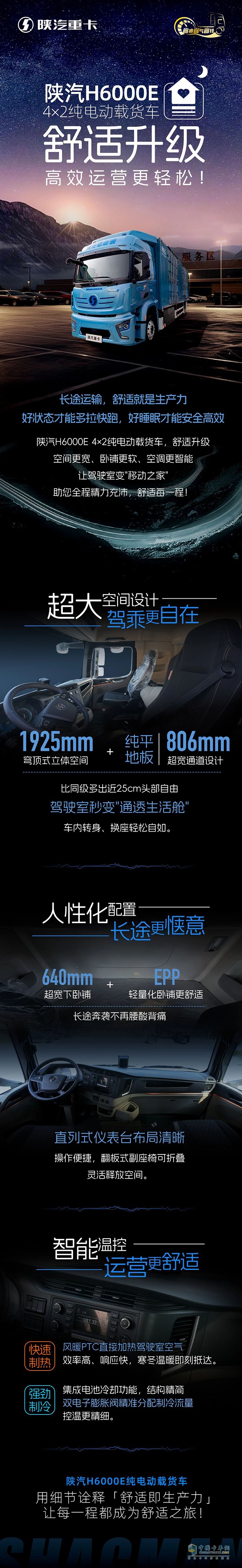 陜汽H6000E 4×2純電動載貨車，舒適升級，高效運(yùn)營更輕松！