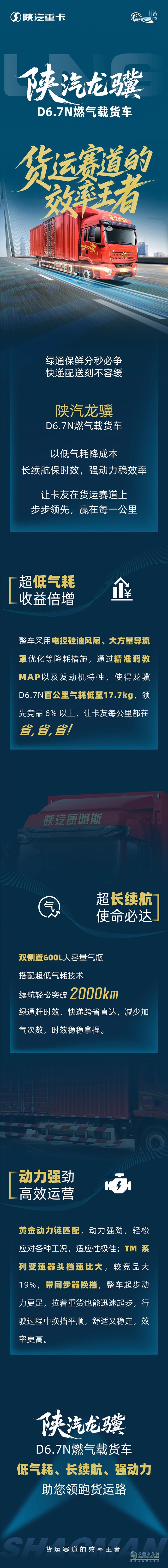 陜汽龍驥D6.7N燃氣載貨車，貨運賽道的效率王者！