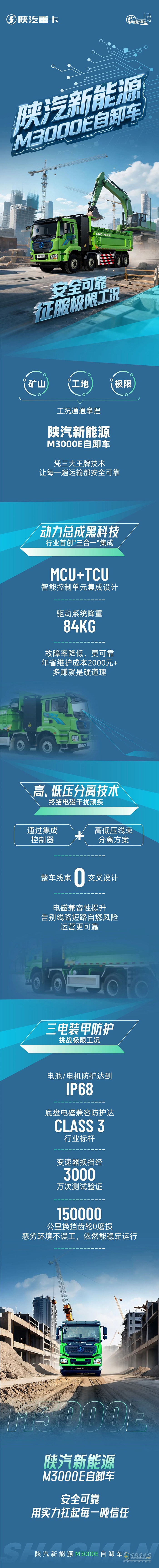 陜汽新能源M3000E自卸車，安全可靠征服極限工況！