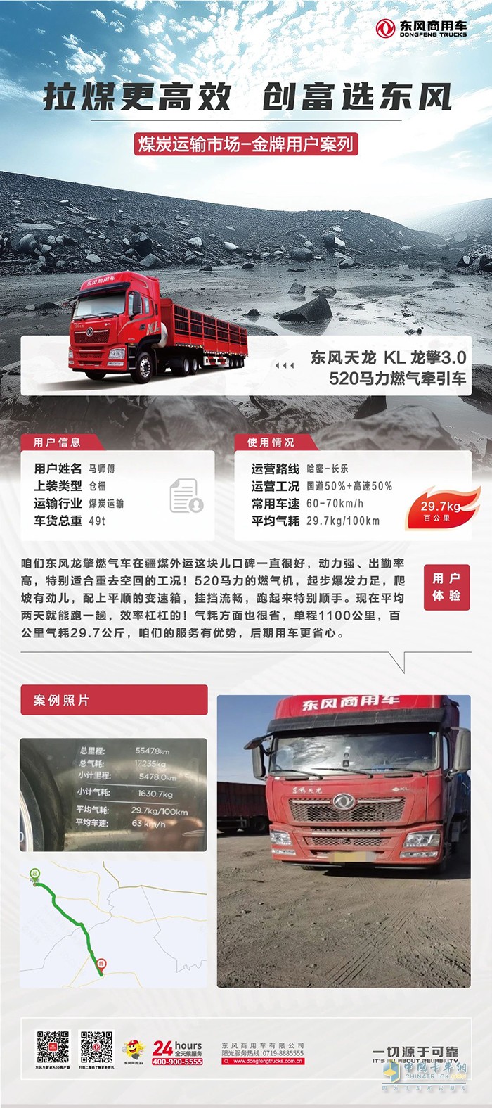 馬師傅的疆煤專線：520馬力龍擎燃氣車，29.7kg氣耗跑贏1100公里！