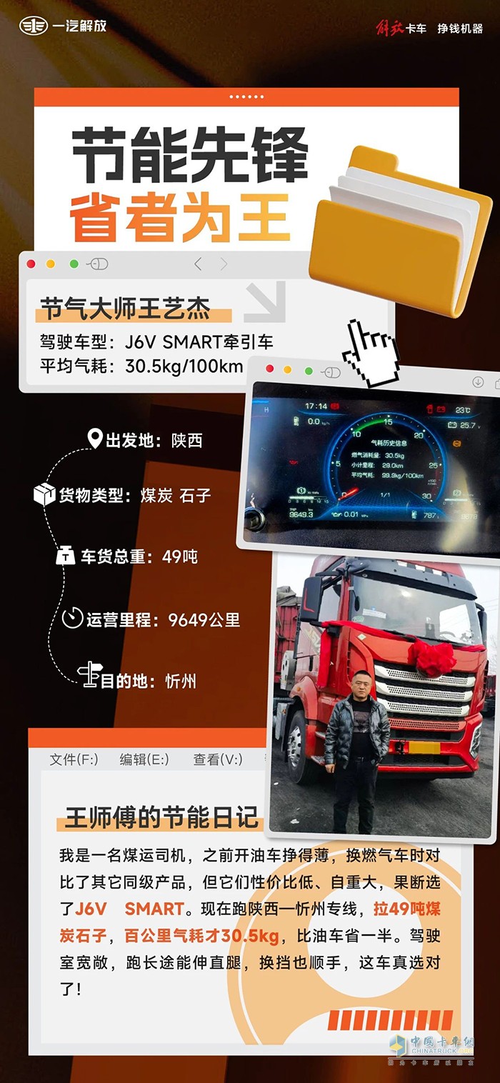 拉得多還省氣，解放J6V SMART真給力！