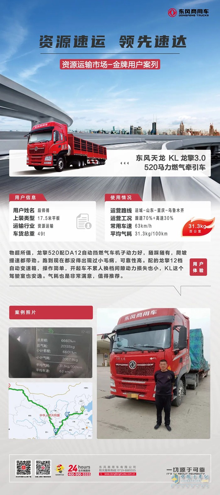 段師傅：31.3kg氣耗征服萬里路，龍擎520動力隨叫隨到！