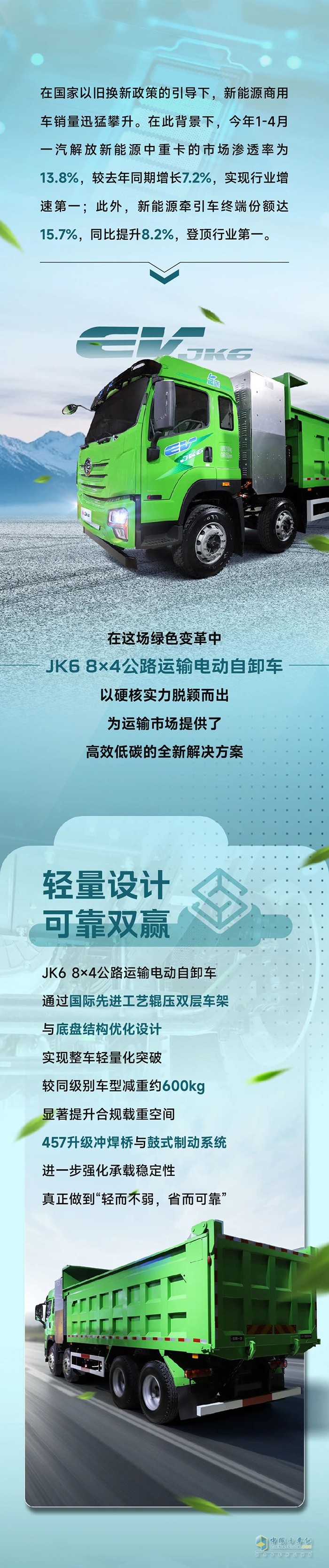 解放領(lǐng)跑新能源市場！JK6電動自卸有話要說