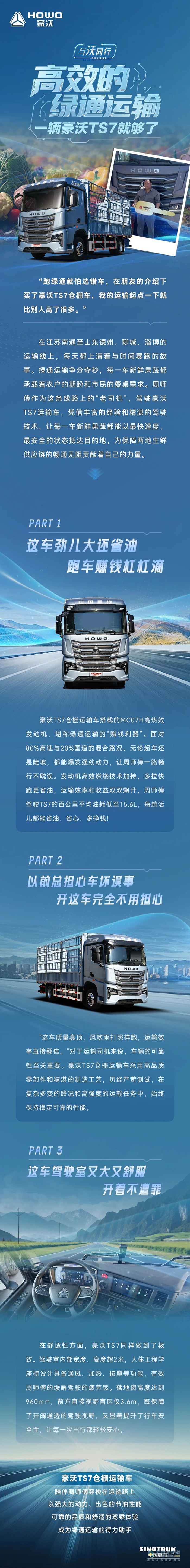 高效的綠通運(yùn)輸，一輛豪沃TS7就夠了!