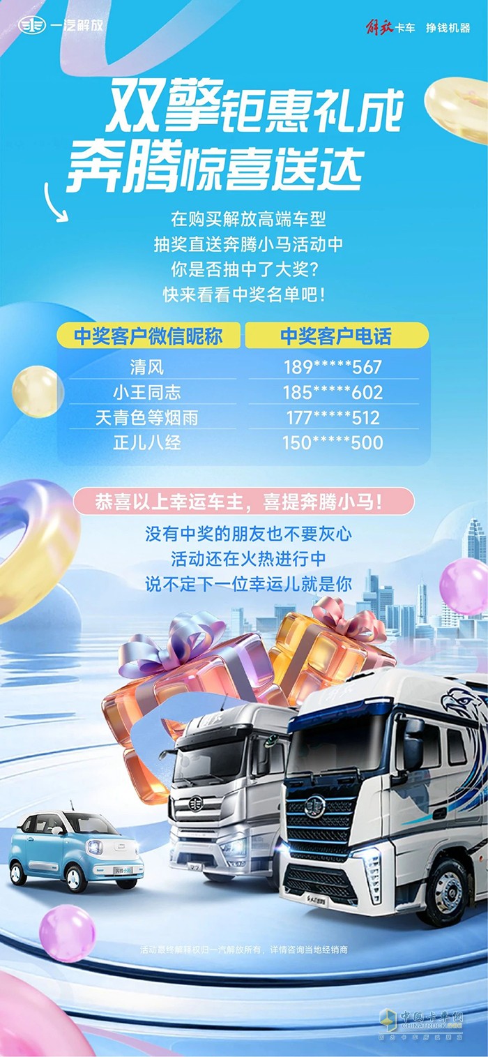 解放卡車(chē)：奔騰小馬駕到！中獎(jiǎng)名單公布啦！
