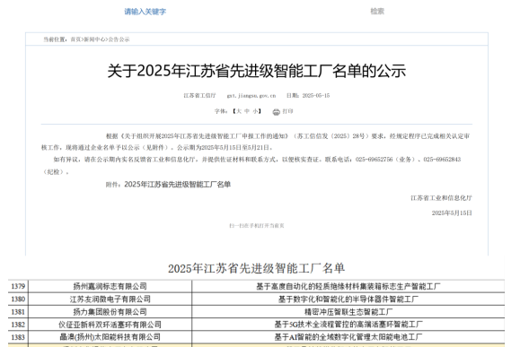 揚(yáng)州通華專(zhuān)用車(chē)有限公司榮膺《2025年江蘇省先進(jìn)級(jí)智能工廠(chǎng)》稱(chēng)號(hào)