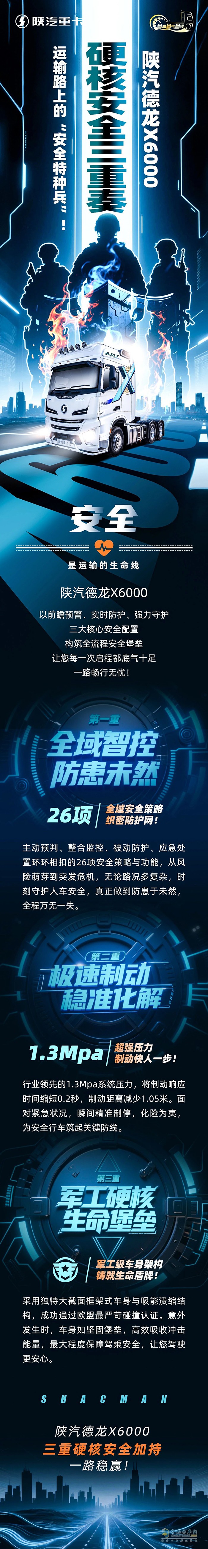 硬核安全三重奏！陜汽德龍X6000，運輸路上的“安全特種兵”！