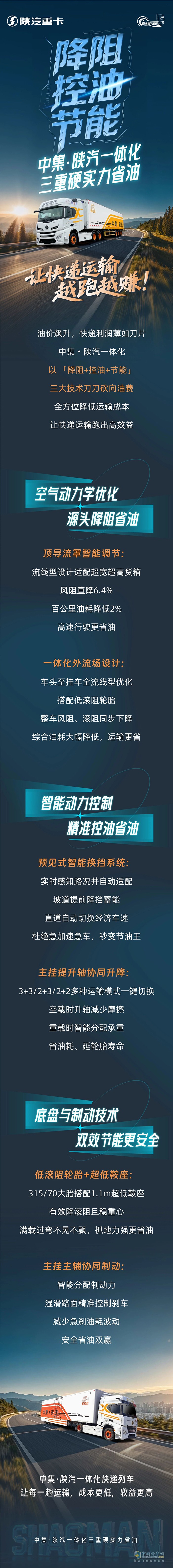 中集·陜汽一體化三重硬實力省油，讓快遞運輸越跑越賺！