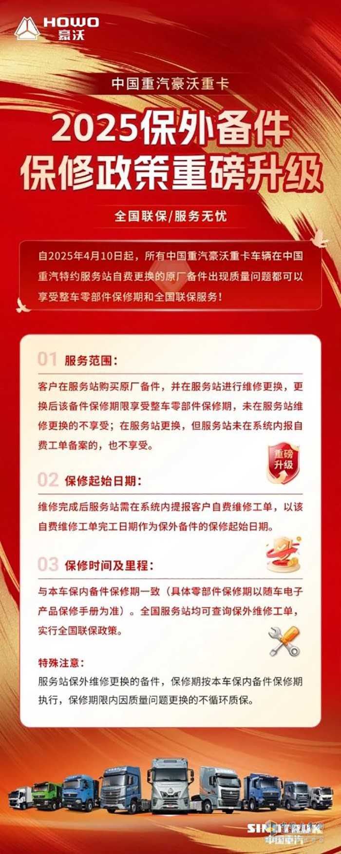 重要通知！豪沃重卡2025保外備件保修政策重磅升級