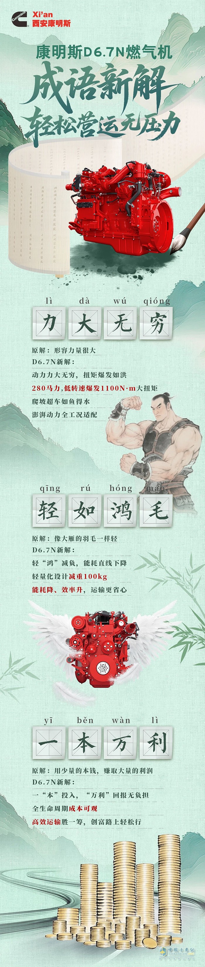 西安康明斯D6.7N發(fā)動機(jī)成語新解，動力效率雙在線，輕量省油賺翻倍