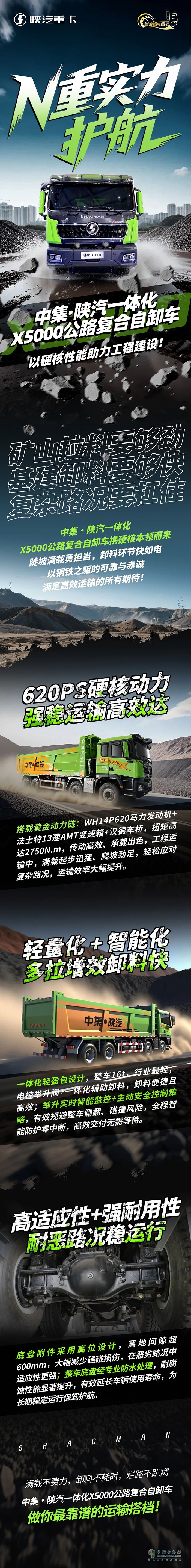 N重實(shí)力護(hù)航，中集·陜汽一體化X5000公路復(fù)合自卸車，以硬核性能助力工程建設(shè)！