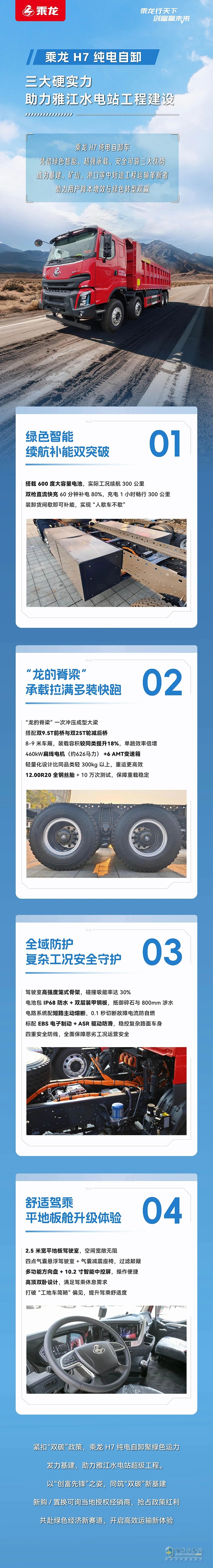 乘龍H7純電自卸，三大硬實(shí)力助力雅江水電站工程建設(shè)！