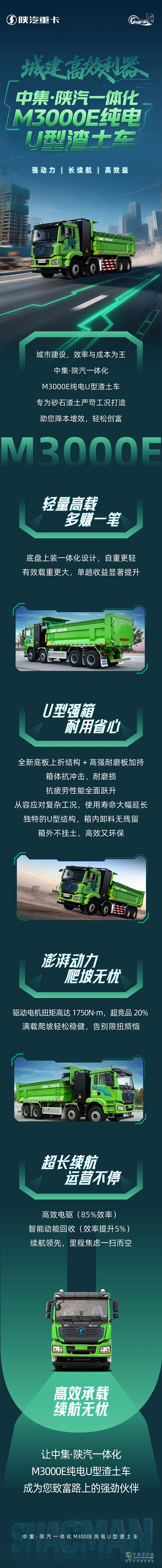<p>　　城建高效利器！中集·陜汽一體化M3000E純電U型渣土車，強(qiáng)動(dòng)力、長(zhǎng)續(xù)航、高效益！</p>