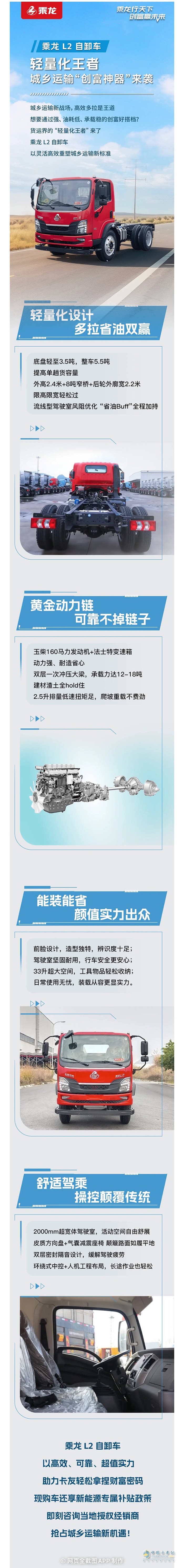 乘龍L2自卸車，輕量化王者，城鄉(xiāng)運輸“創(chuàng)富神器”來襲！