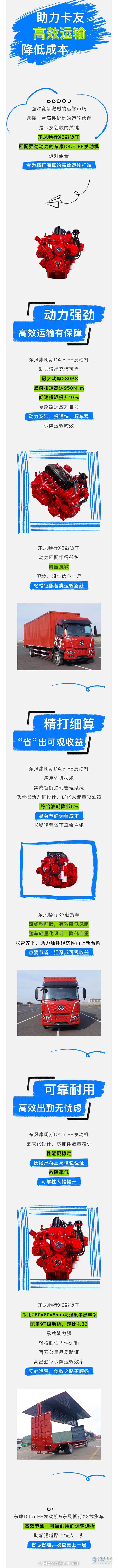 東風(fēng)康明斯D4.5 FE&東風(fēng)暢行X3:高效節(jié)油，創(chuàng)收路上的堅(jiān)實(shí)后盾