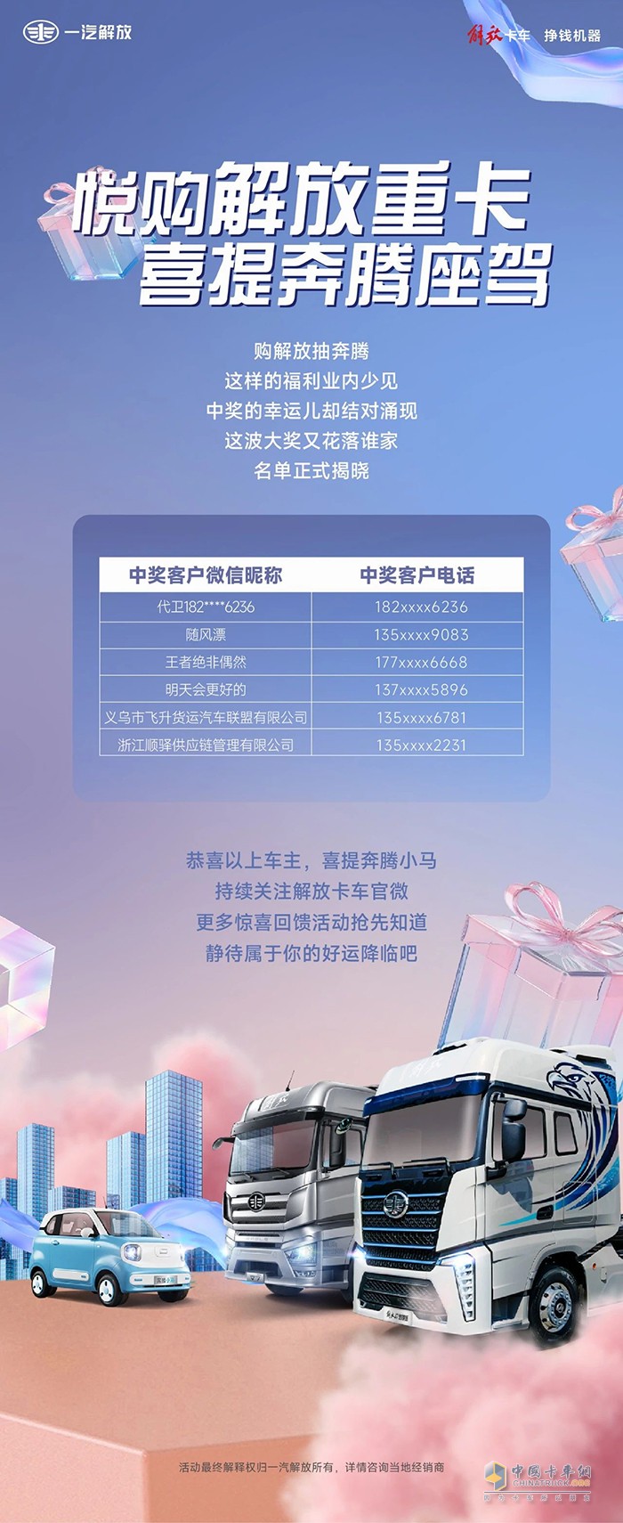解放卡車：實名羨慕！又有一大批卡友喜提奔騰小馬！